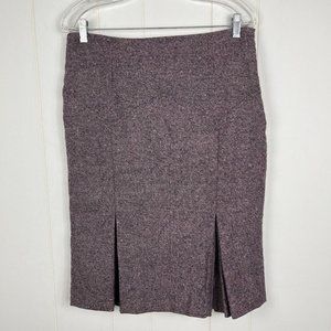 Moda International Women Skirt 10 Tweed Wool Purple Buttons Buckle Side Zip